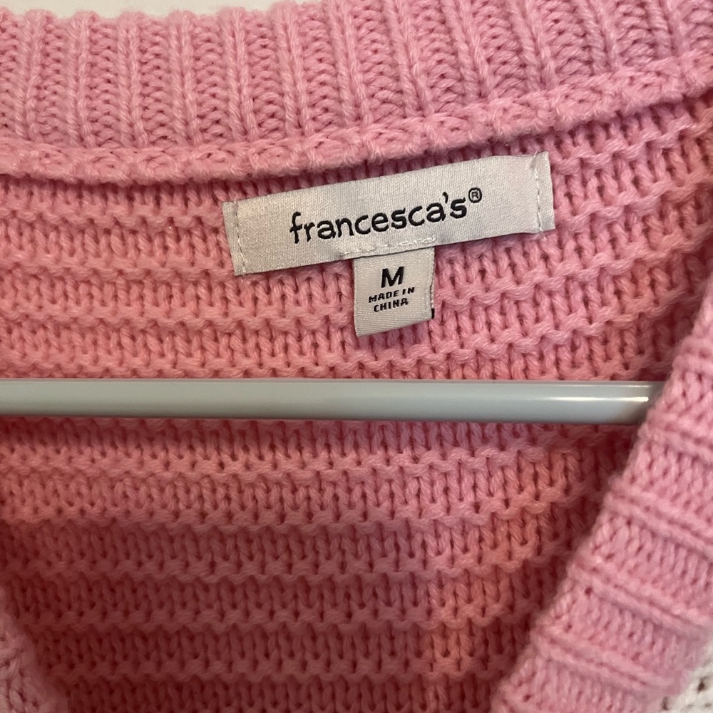 Francesca's Patchwork Medium Knit Sweater - Pink,… - image 2